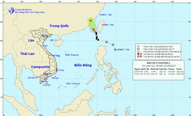 Cơn bão số 9 đã suy yếu thành áp thấp nhiệt đới, gió giật cấp 8