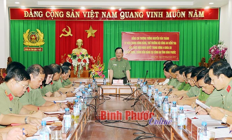 Đảng ủy C&ocirc;ng an Trung ương&nbsp;kiểm tra việc thực hiện Nghị quyết Trung ương 4 tại C&ocirc;ng an tỉnh