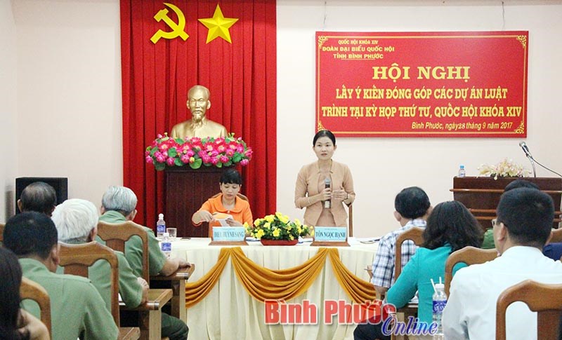 Đo&agrave;n đại biểu Quốc hội tỉnh lấy &yacute; kiến đ&oacute;ng g&oacute;p 2 dự &aacute;n luật