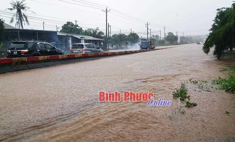 Mưa lớn gây ngập nặng ở Bù Nho