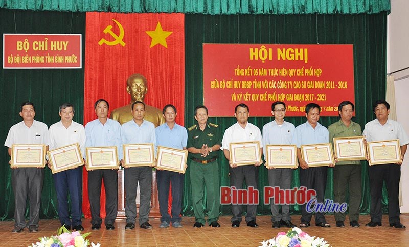 Tổng kết 5 năm quy chế phối hợp giữa Bộ đội bi&ecirc;n ph&ograve;ng tỉnh v&agrave; c&aacute;c c&ocirc;ng ty cao su