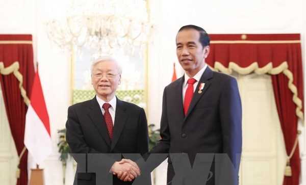 Tổng B&iacute; thư Nguyễn Ph&uacute; Trọng gửi Điện cảm ơn Tổng thống Indonesia