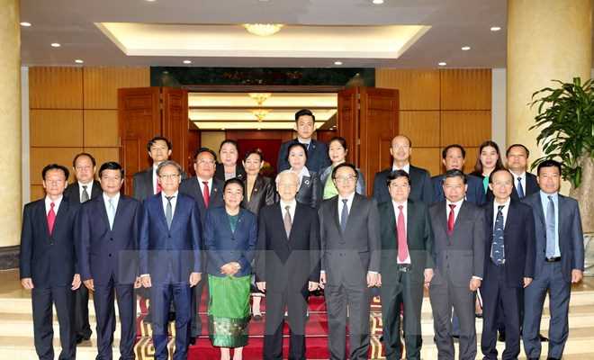 Tổng B&iacute; thư tiếp Đo&agrave;n Đại biểu Ban Đối ngoại TW Đảng của L&agrave;o