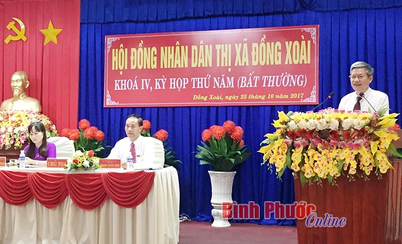 Th&ocirc;ng qua nghị quyết về đề &aacute;n th&agrave;nh lập phường Tiến Th&agrave;nh v&agrave; th&agrave;nh phố Đồng Xo&agrave;i