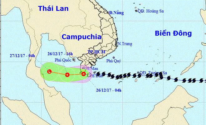 Bão số 16 suy yếu thành áp thấp nhiệt đới, Nam Bộ có mưa vừa và mưa to