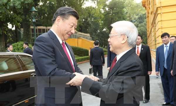 Tổng B&iacute; thư Nguyễn Ph&uacute; Trọng hội đ&agrave;m với Tổng B&iacute; thư Trung Quốc