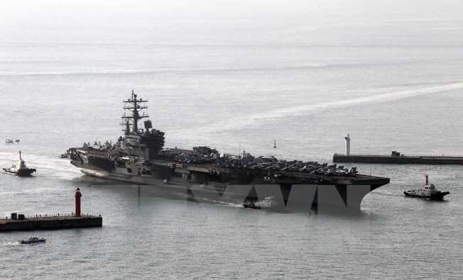 Tàu sân bay Mỹ chuẩn bị tham gia tập trận với Hải quân Hàn Quốc