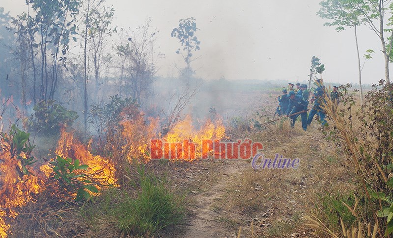 Bộ đội Lộc Ninh kịp thời giúp dân chữa cháy