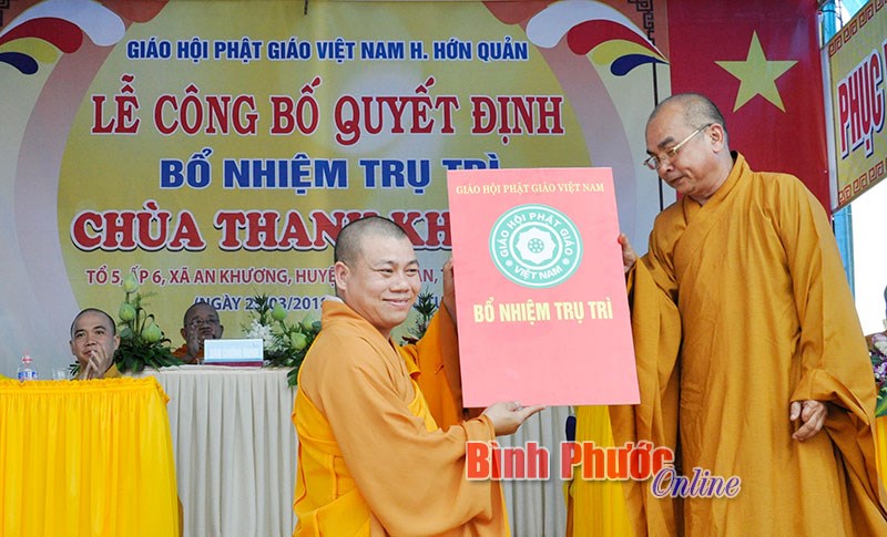 Bổ nhiệm đại đức Th&iacute;ch Gi&aacute;c Ki&ecirc;n l&agrave;m trụ tr&igrave; ch&ugrave;a Thanh Khương