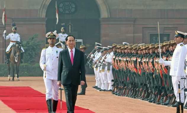 Lễ đ&oacute;n Chủ tịch nước thăm cấp Nh&agrave; nước tới Cộng h&ograve;a Ấn Độ