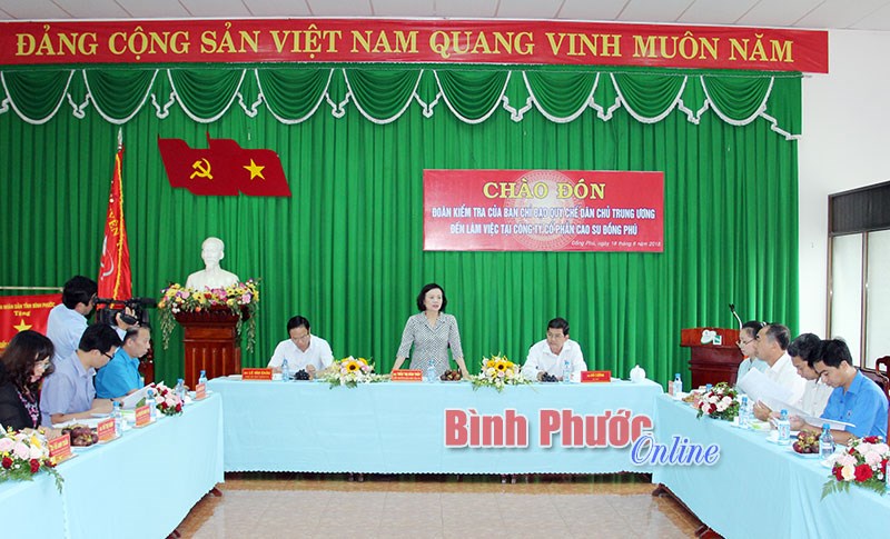 Ban chỉ đạo Trung ương về thực hiện QCDC làm việc tại Bình Phước