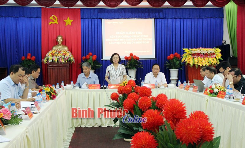 Ban chỉ đạo Trung ương về thực hiện QCDC làm việc tại Đồng Xoài