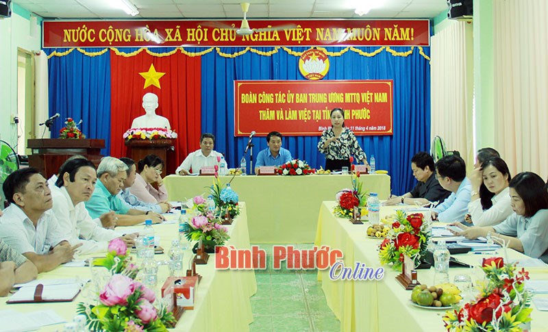 Đo&agrave;n c&ocirc;ng t&aacute;c Ủy ban Trung ương MTTQVN l&agrave;m việc tại B&igrave;nh Phước