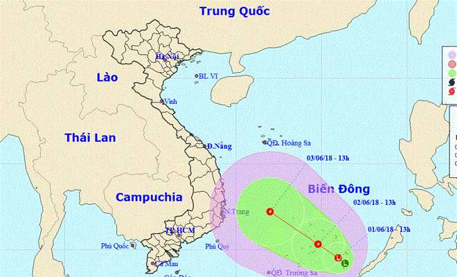 Vùng áp thấp ở Nam Biển Đông có khả năng mạnh thành áp thấp nhiệt đới