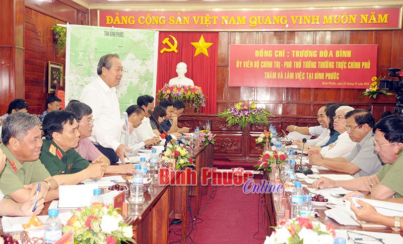 Phó thủ tướng Trương Hòa Bình làm việc tại Bình Phước
