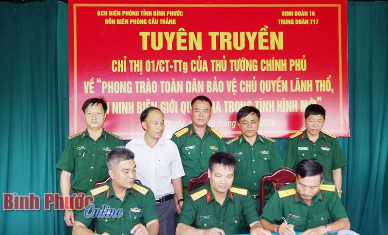 Đồn biên phòng Cầu Trắng: Ký kết thực hiện Chỉ thị 01 của Thủ tướng Chính phủ
