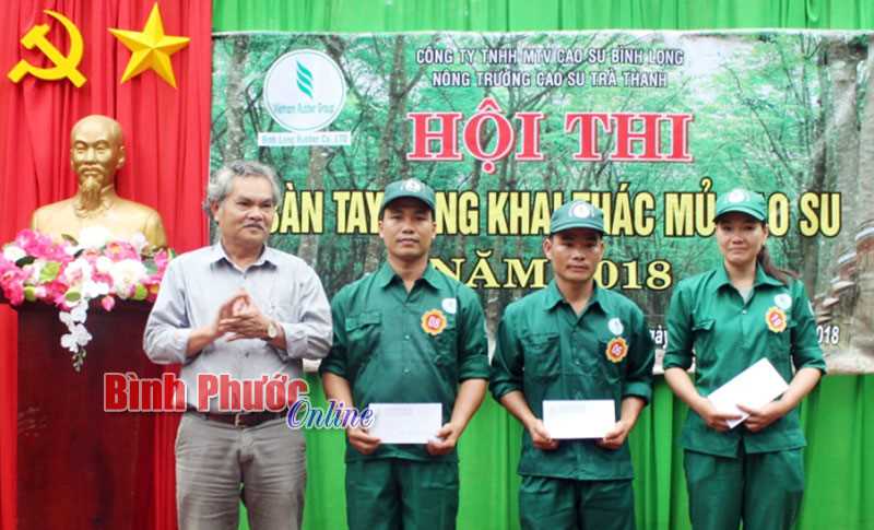 Cao su Bình Long: 8/8 nông trường hoàn thành hội thi Bàn tay vàng khai thác mủ
