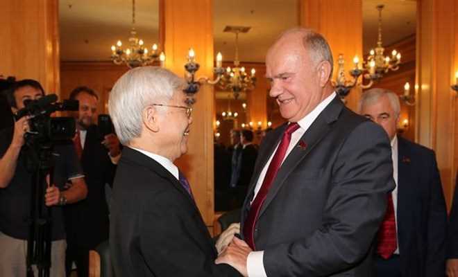 Tổng Bí thư Nguyễn Phú Trọng tiếp Chủ tịch Đảng Cộng sản Liên bang Nga