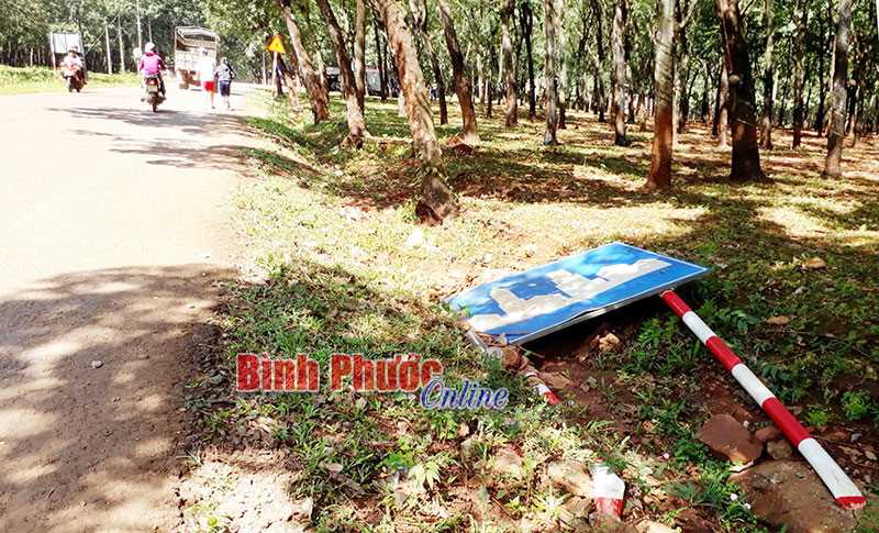 Biển báo nằm vệ đường