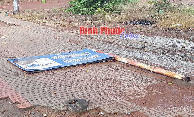 Biển báo giao thông... nằm đất