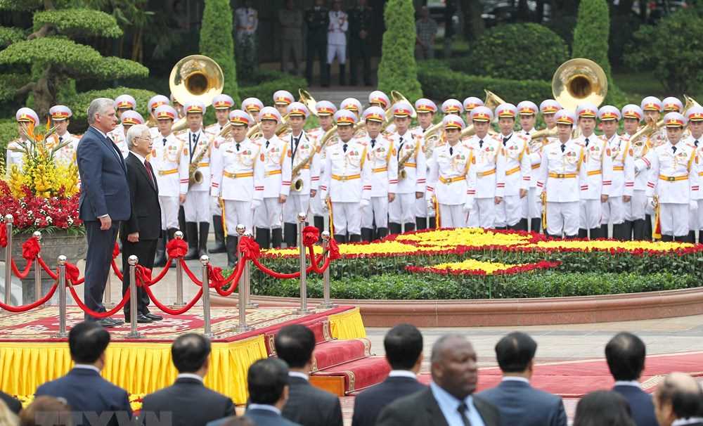 H&igrave;nh ảnh Tổng B&iacute; thư, Chủ tịch nước đ&oacute;n Chủ tịch Cuba thăm Việt Nam
