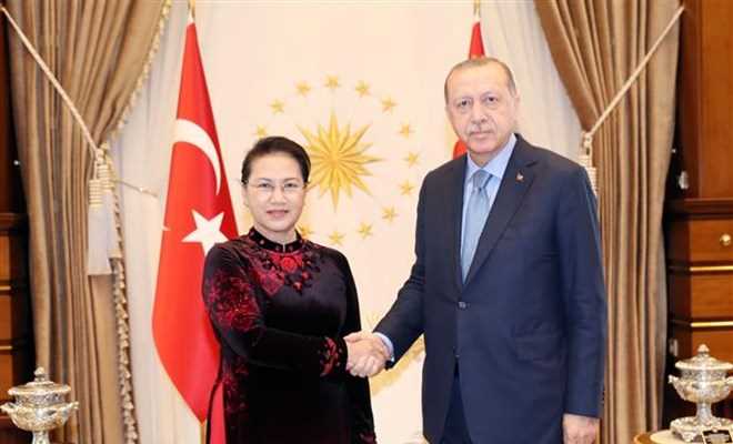 Chủ tịch Quốc hội Nguyễn Thị Kim Ng&acirc;n hội kiến Tổng thống Thổ Nhĩ Kỳ