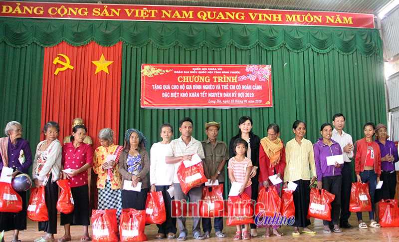 Đoàn đại biểu Quốc hội tỉnh tặng 100 phần quà tết cho người nghèo xã Long Hà