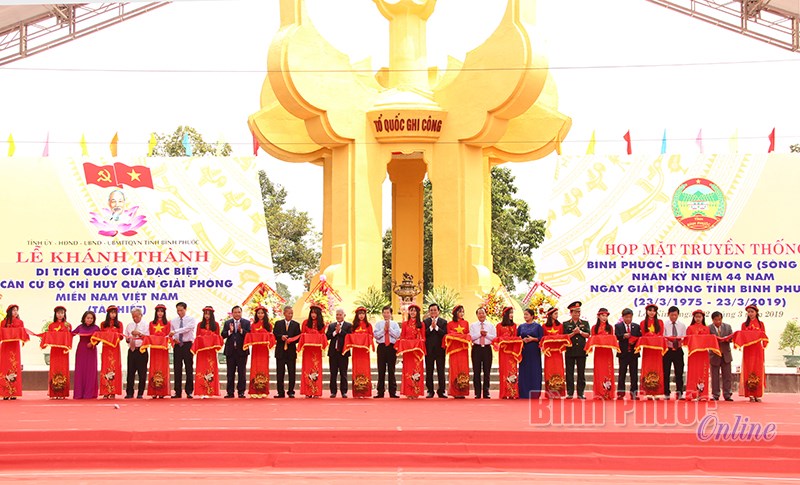 Họp mặt truyền thống B&igrave;nh Phước - B&igrave;nh Dương nh&acirc;n kỷ niệm 44 năm Ng&agrave;y giải ph&oacute;ng tỉnh B&igrave;nh Phước (23-3-1975 - 23-3-2019) v&agrave; kh&aacute;nh th&agrave;nh dự &aacute;n Khu di t&iacute;ch Căn cứ T&agrave; Thiết