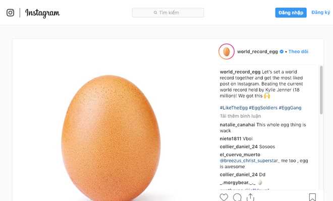 Chuyện lạ: Bức ảnh quả trứng phá kỷ lục thế giới trên Instagram