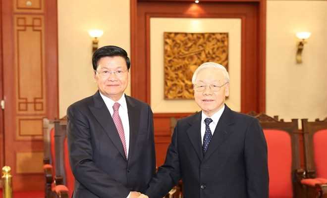 Tổng B&iacute; thư, Chủ tịch nước tiếp Thủ tướng L&agrave;o Thongloun Sisoulith