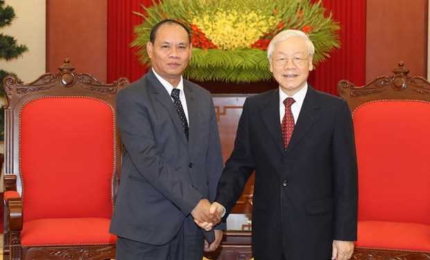 Tổng B&iacute; thư, Chủ tịch nước tiếp đo&agrave;n đại biểu cấp cao Bộ An ninh L&agrave;o