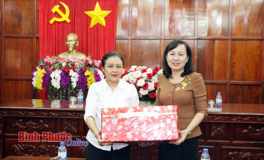 Đảng đo&agrave;n Li&ecirc;n hiệp c&aacute;c tổ chức hữu nghị Việt Nam l&agrave;m việc tại B&igrave;nh Phước