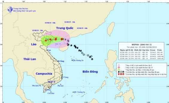 Chiều 2-8, bão số 3 giật cấp 12 đi vào vùng biển Quảng Ninh-Hải Phòng
