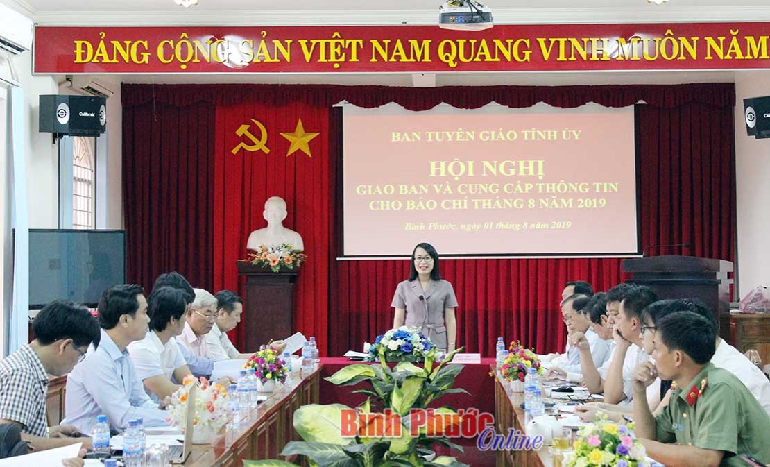 Hội nghị giao ban v&agrave; cung cấp th&ocirc;ng tin b&aacute;o ch&iacute; th&aacute;ng 8-2019