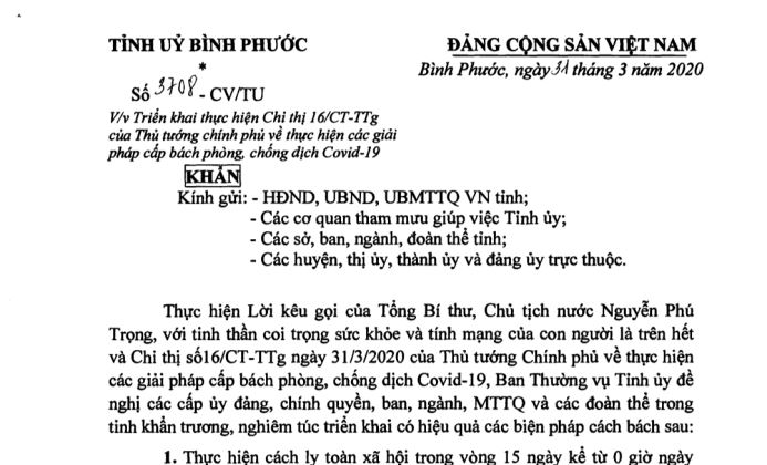 Thực hiện các giải pháp cấp bách phòng, chống dịch Covid-19