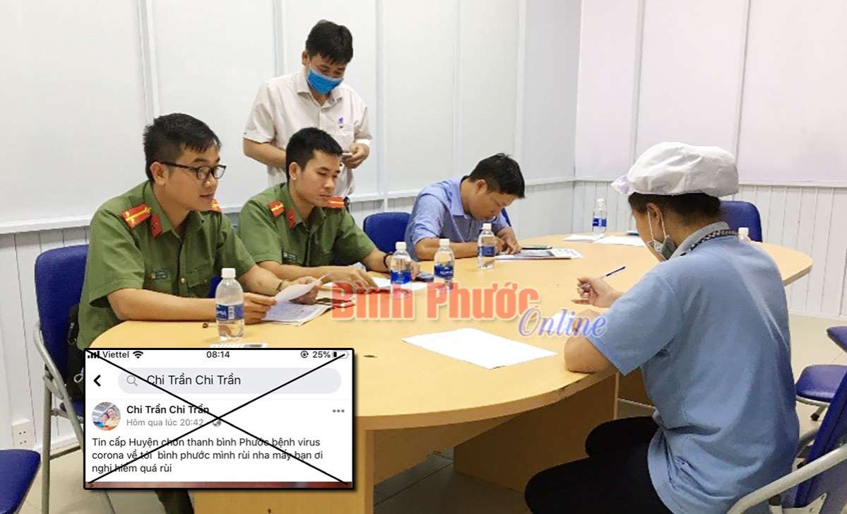 Công an Bình Phước làm việc với người đưa thông tin sai sự thật về dịch cúm Corona