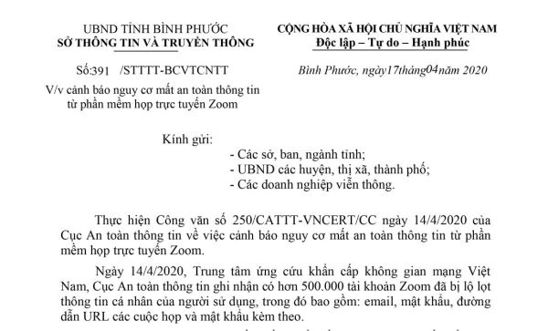Nguy cơ mất an toàn thông tin từ phần mềm họp trực tuyến Zoom
