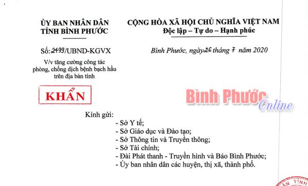 Tăng cường phòng chống bệnh bạch hầu trên địa bàn tỉnh Bình Phước