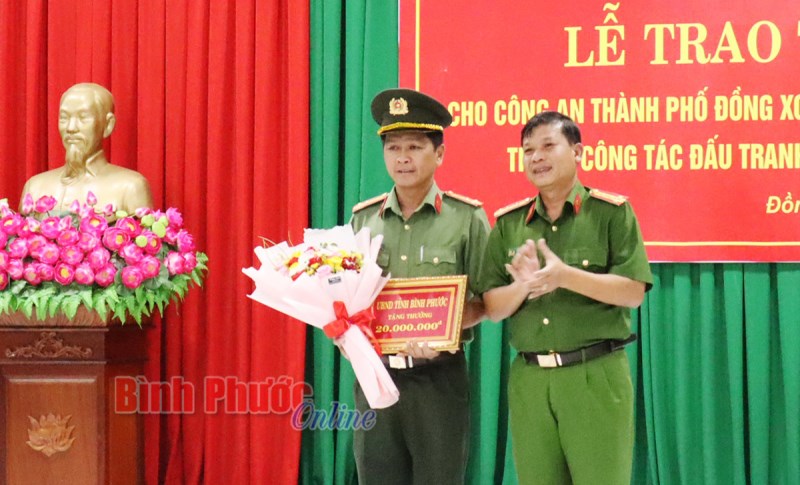 Công an Đồng Xoài được khen thưởng đột xuất về phòng, chống tội phạm