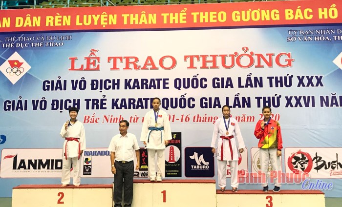 Bình Phước giành 2 Huy chương vàng tại Giải vô địch trẻ Karate Quốc gia năm 2020