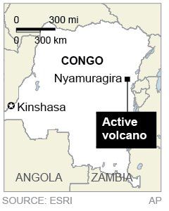 Hùng vĩ cảnh núi lửa phun trào tại Congo