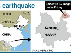 Trung Quốc: Động đất 5,7 độ Richter, 20 người chết