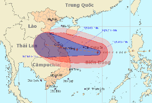 Bão số 11 mạnh cấp 15 cách Hoàng Sa 260 km