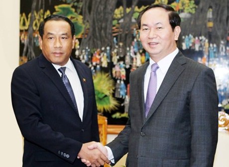 Bộ trưởng Trần Đại Quang tiếp Đo&agrave;n Bộ Nội vụ Myanmar