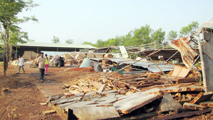 Mưa lốc l&agrave;m đổ c&acirc;y, sập nh&agrave; xưởng ở Đồng Xo&agrave;i