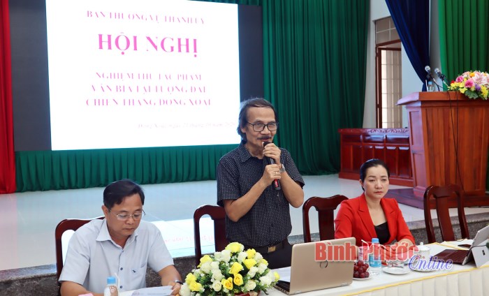 Nghiệm thu t&aacute;c phẩm văn bia tại Khu di t&iacute;ch lịch sử Quốc gia địa điểm chiến thắng Đồng Xo&agrave;i