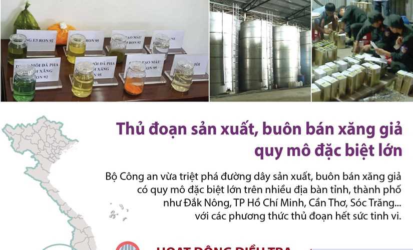 Thủ đoạn sản xuất, buôn bán xăng giả quy mô rất lớn