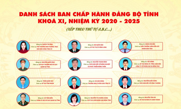 Ban Chấp hành Đảng bộ tỉnh khóa XI, nhiệm kỳ 2020-2025
