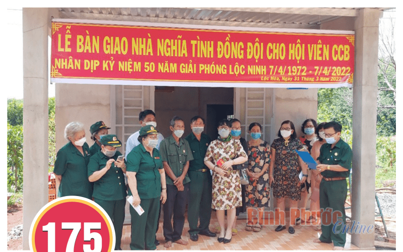 Trong 5 năm (2017-2022), các cấp hội Cựu chiến binh tỉnh Bình Phước vận động xây dựng 175 căn nhà "Nghĩa tình đồng đội"
