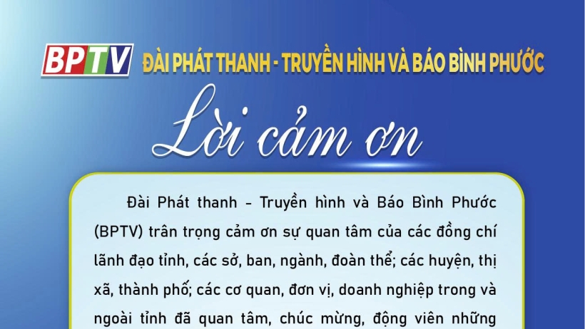 Lời cảm ơn của BPTV